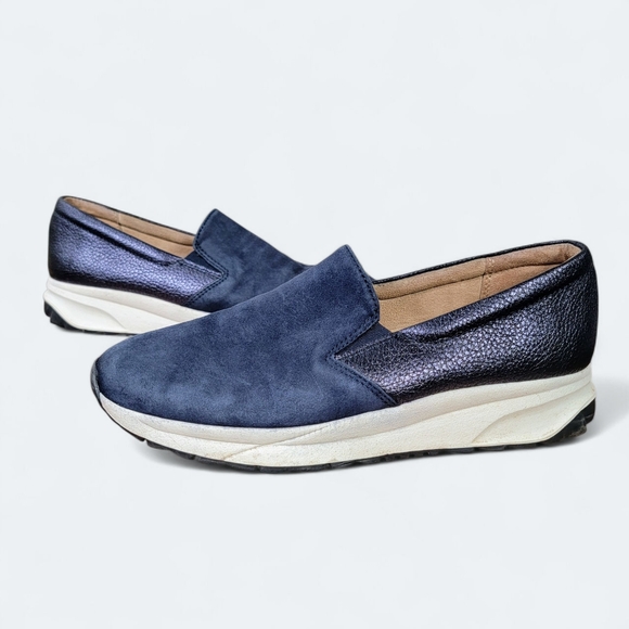 Naturalizer Shoes - Naturalizer Blue Suede Leather Slip-On Women's Shoes Size 8 Slip On Sneakers